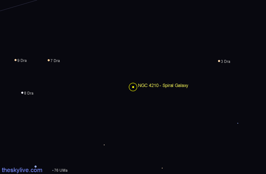 Finder chart NGC 4210 - Spiral Galaxy in Draco star