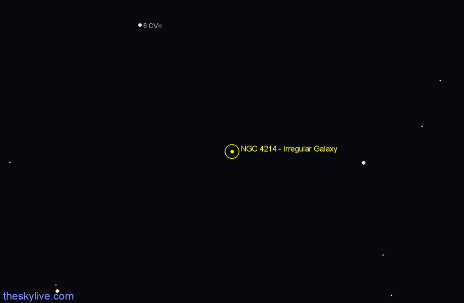 Finder chart NGC 4214 - Irregular Galaxy in Canes Venatici star