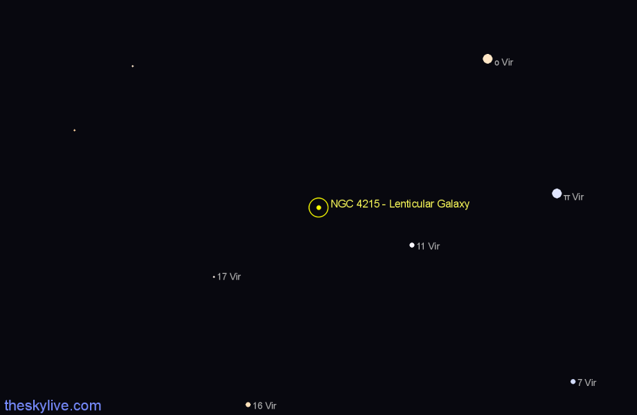 Finder chart NGC 4215 - Lenticular Galaxy in Virgo star