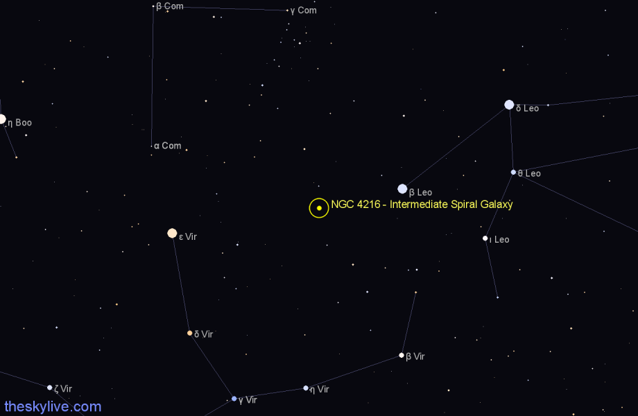 Finder chart NGC 4216 - Intermediate Spiral Galaxy in Virgo star