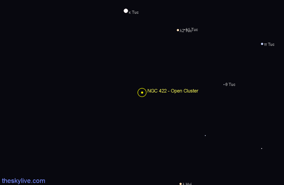 Finder chart NGC 422 - Open Cluster in Tucana star