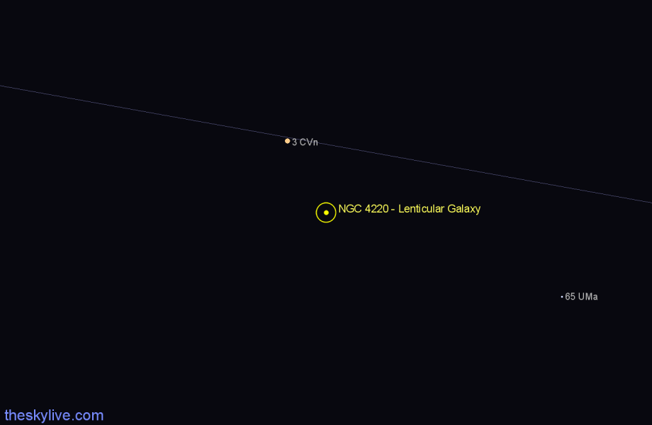 Finder chart NGC 4220 - Lenticular Galaxy in Canes Venatici star