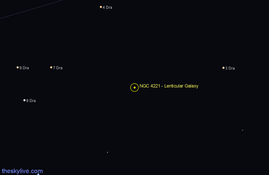 Finder chart NGC 4221 - Lenticular Galaxy in Draco star