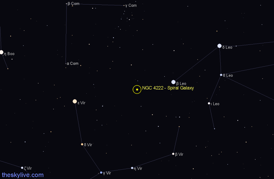 Finder chart NGC 4222 - Spiral Galaxy in Virgo star