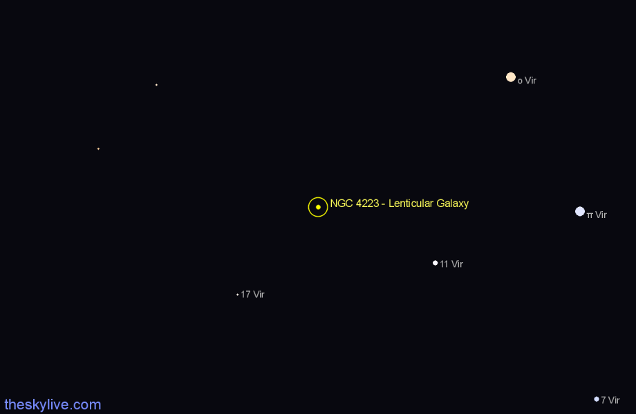 Finder chart NGC 4223 - Lenticular Galaxy in Virgo star