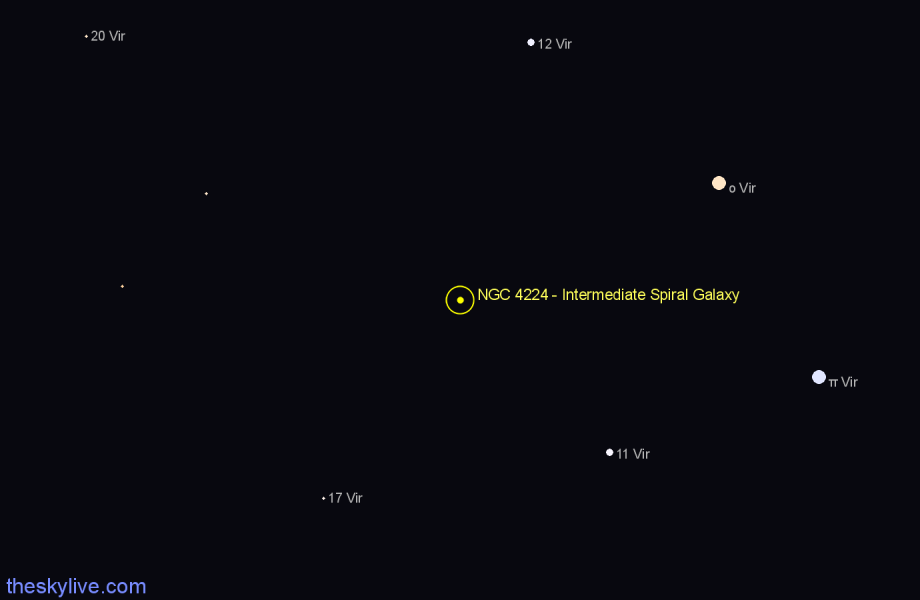 Finder chart NGC 4224 - Intermediate Spiral Galaxy in Virgo star