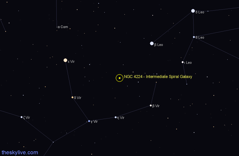 Finder chart NGC 4224 - Intermediate Spiral Galaxy in Virgo star