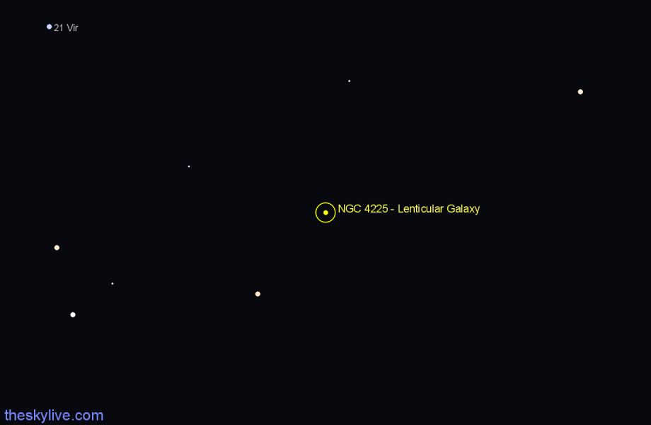 Finder chart NGC 4225 - Lenticular Galaxy in Corvus star