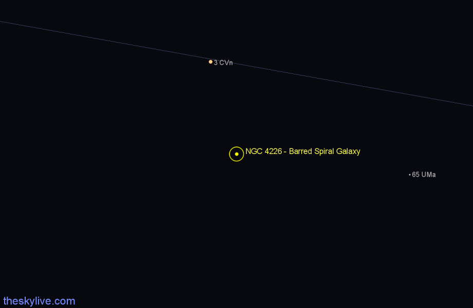Finder chart NGC 4226 - Barred Spiral Galaxy in Canes Venatici star