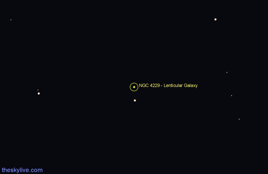 Finder chart NGC 4229 - Lenticular Galaxy in Canes Venatici star