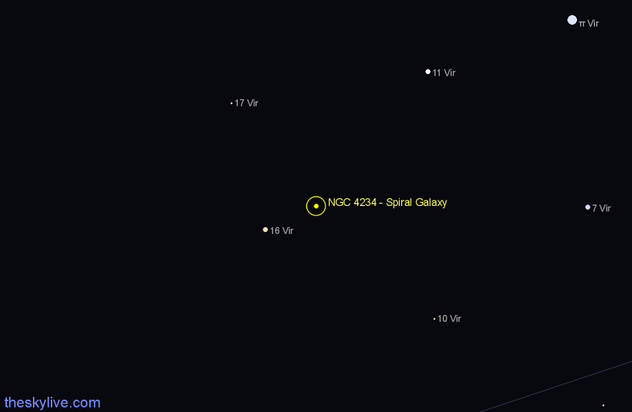 Finder chart NGC 4234 - Spiral Galaxy in Virgo star