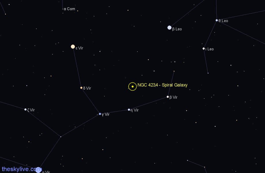 Finder chart NGC 4234 - Spiral Galaxy in Virgo star