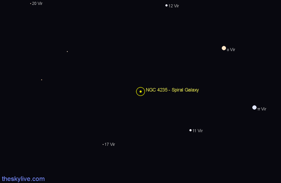 Finder chart NGC 4235 - Spiral Galaxy in Virgo star