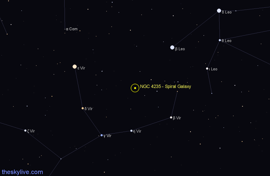 Finder chart NGC 4235 - Spiral Galaxy in Virgo star