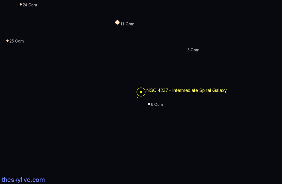 Finder chart NGC 4237 - Intermediate Spiral Galaxy in Coma Berenices star