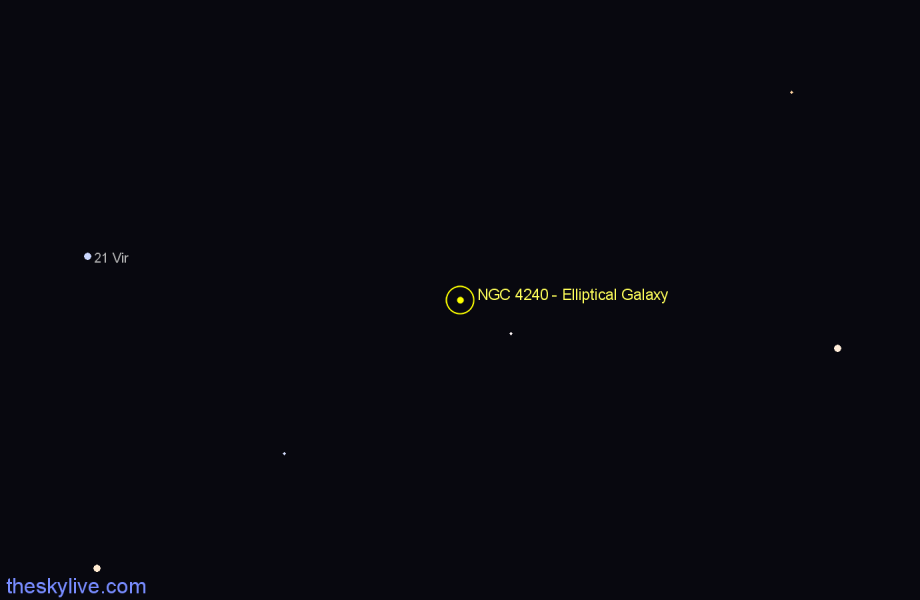 Finder chart NGC 4240 - Elliptical Galaxy in Virgo star