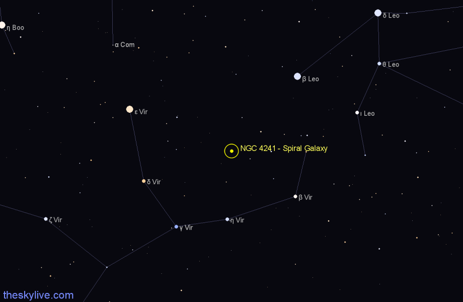 Finder chart NGC 4241 - Spiral Galaxy in Virgo star