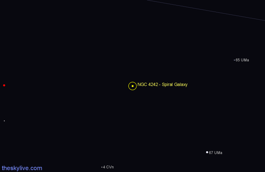 Finder chart NGC 4242 - Spiral Galaxy in Canes Venatici star