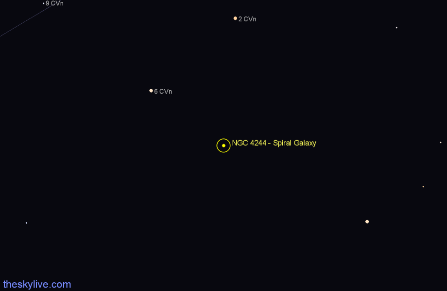 Finder chart NGC 4244 - Spiral Galaxy in Canes Venatici star