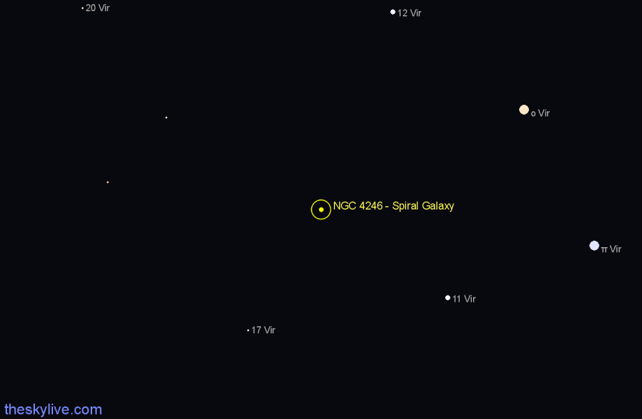 Finder chart NGC 4246 - Spiral Galaxy in Virgo star