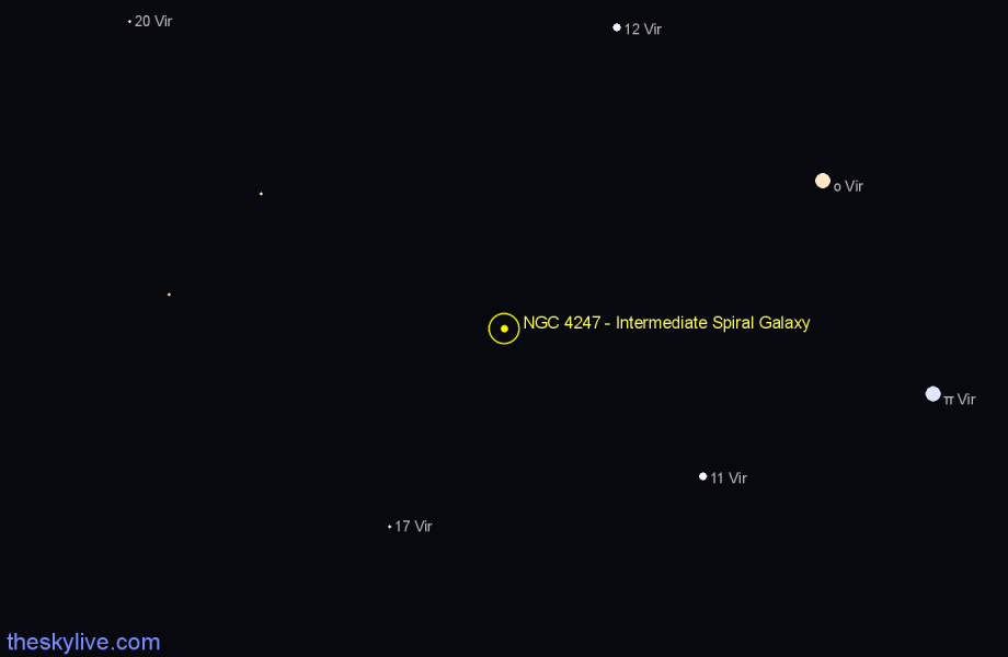 Finder chart NGC 4247 - Intermediate Spiral Galaxy in Virgo star