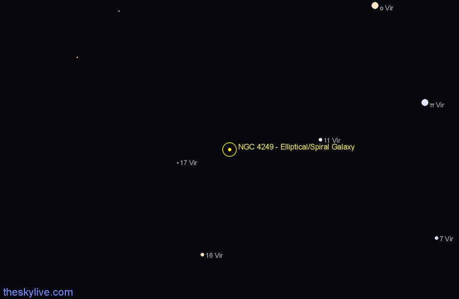 Finder chart NGC 4249 - Elliptical/Spiral Galaxy in Virgo star