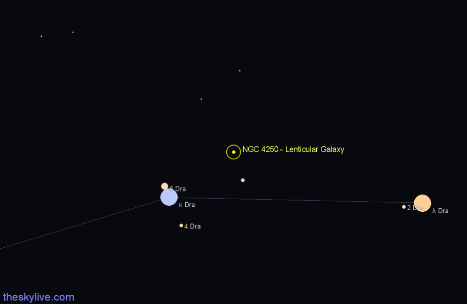 Finder chart NGC 4250 - Lenticular Galaxy in Draco star