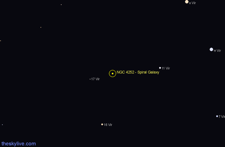 Finder chart NGC 4252 - Spiral Galaxy in Virgo star