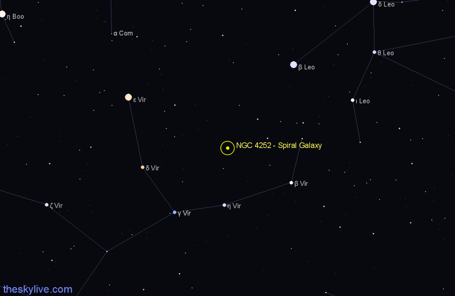 Finder chart NGC 4252 - Spiral Galaxy in Virgo star