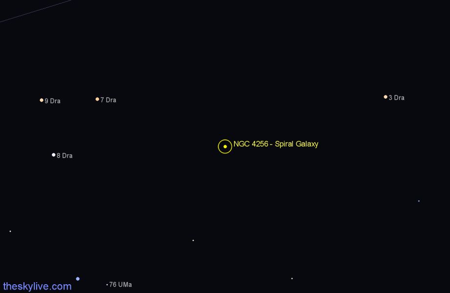 Finder chart NGC 4256 - Spiral Galaxy in Draco star