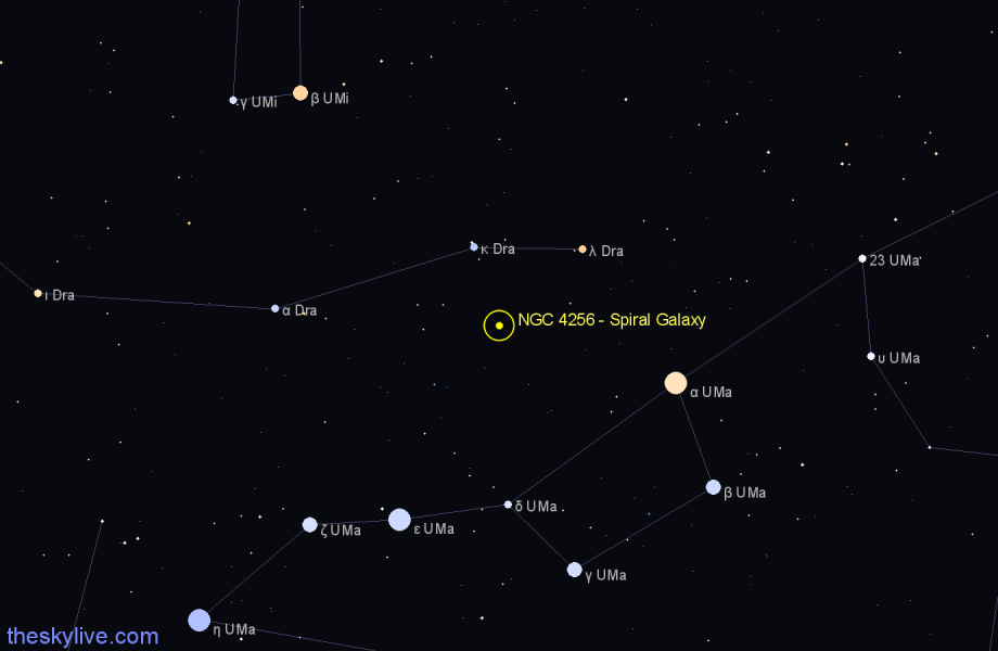 Finder chart NGC 4256 - Spiral Galaxy in Draco star