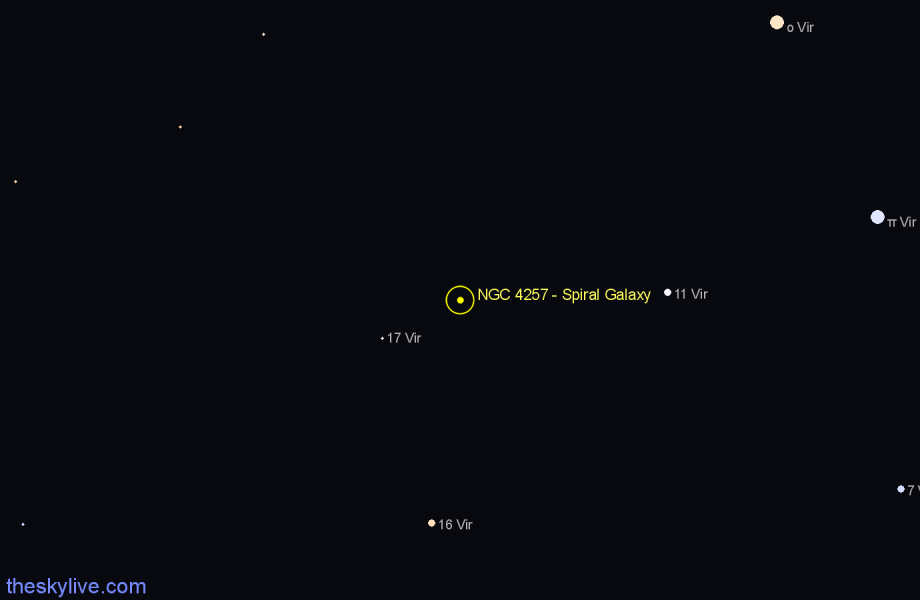Finder chart NGC 4257 - Spiral Galaxy in Virgo star