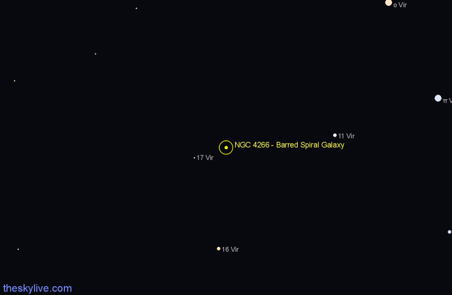 Finder chart NGC 4266 - Barred Spiral Galaxy in Virgo star