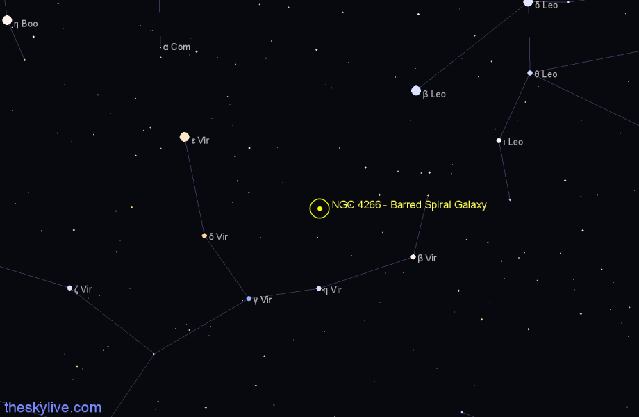 Finder chart NGC 4266 - Barred Spiral Galaxy in Virgo star