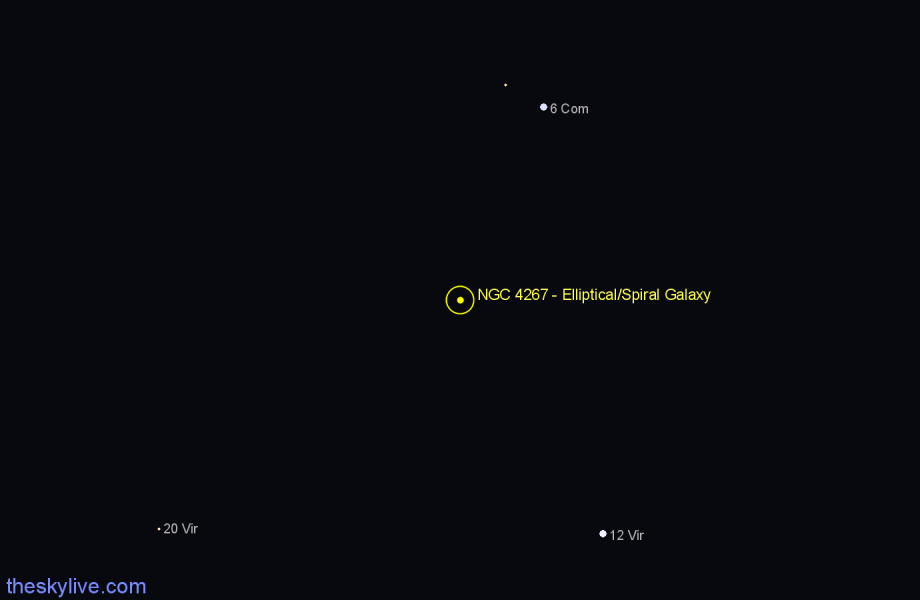 Finder chart NGC 4267 - Elliptical/Spiral Galaxy in Virgo star