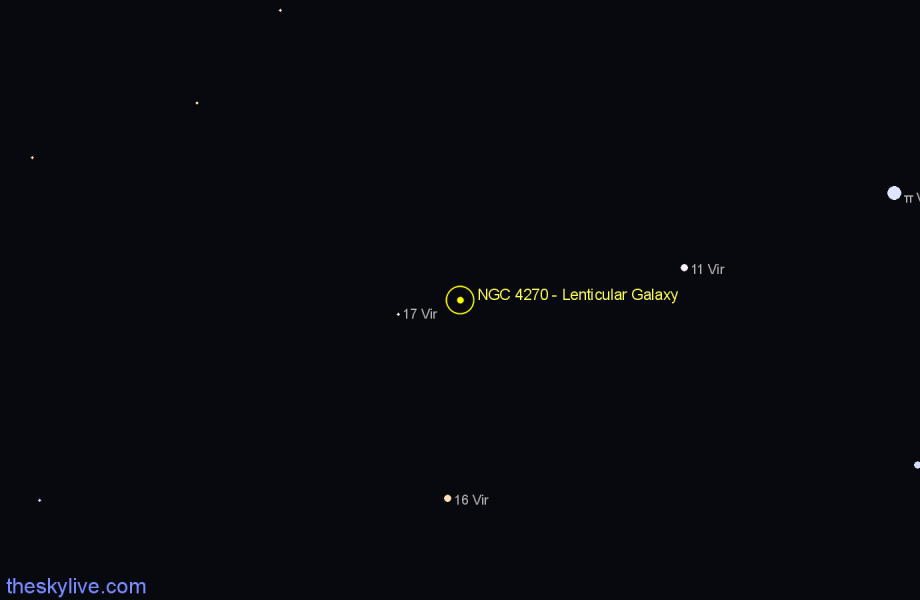 Finder chart NGC 4270 - Lenticular Galaxy in Virgo star