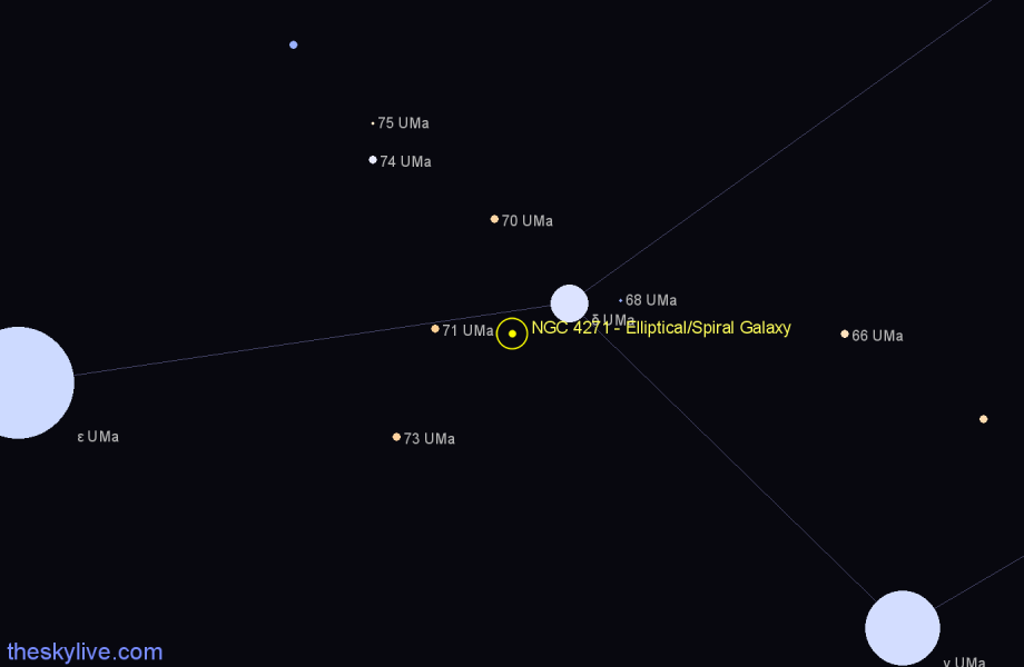 Finder chart NGC 4271 - Elliptical/Spiral Galaxy in Ursa Major star