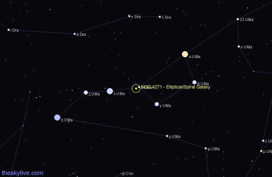 Finder chart NGC 4271 - Elliptical/Spiral Galaxy in Ursa Major star