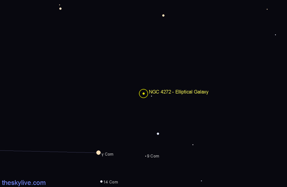 Finder chart NGC 4272 - Elliptical Galaxy in Coma Berenices star