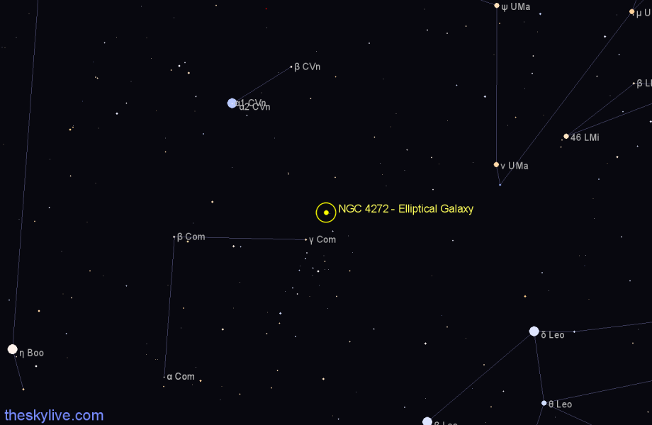 Finder chart NGC 4272 - Elliptical Galaxy in Coma Berenices star