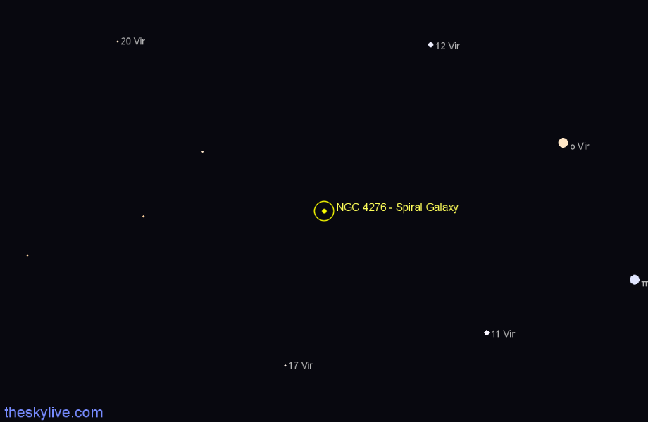 Finder chart NGC 4276 - Spiral Galaxy in Virgo star