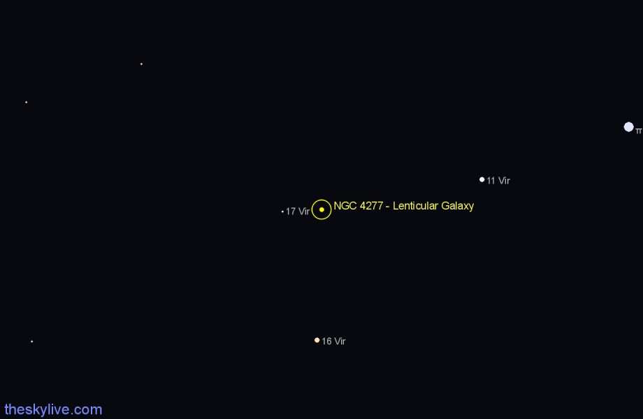 Finder chart NGC 4277 - Lenticular Galaxy in Virgo star