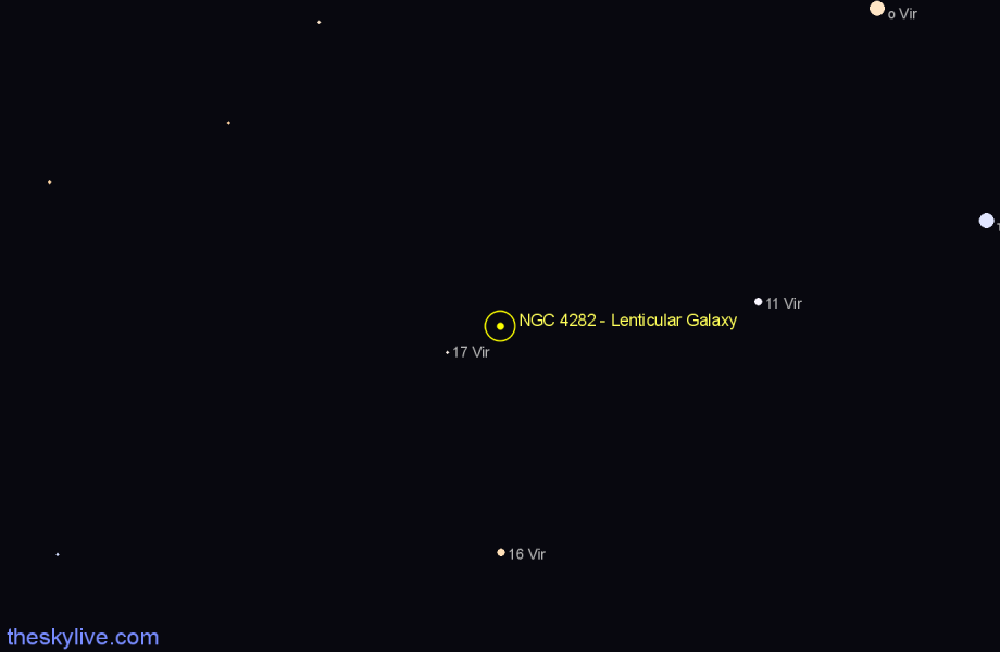 Finder chart NGC 4282 - Lenticular Galaxy in Virgo star