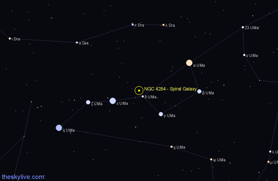 Finder chart NGC 4284 - Spiral Galaxy in Ursa Major star