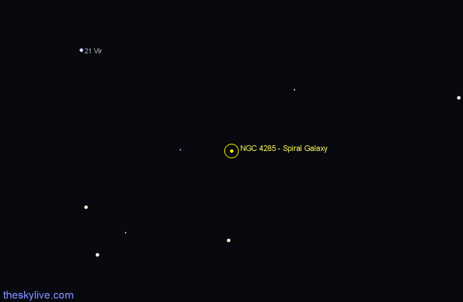 Finder chart NGC 4285 - Spiral Galaxy in Corvus star