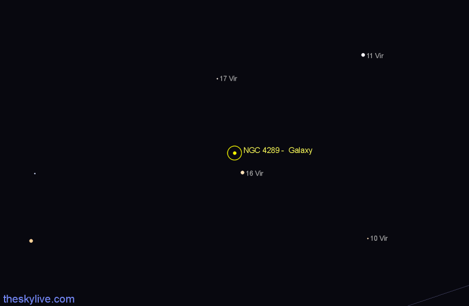 Finder chart NGC 4289 -  Galaxy in Virgo star