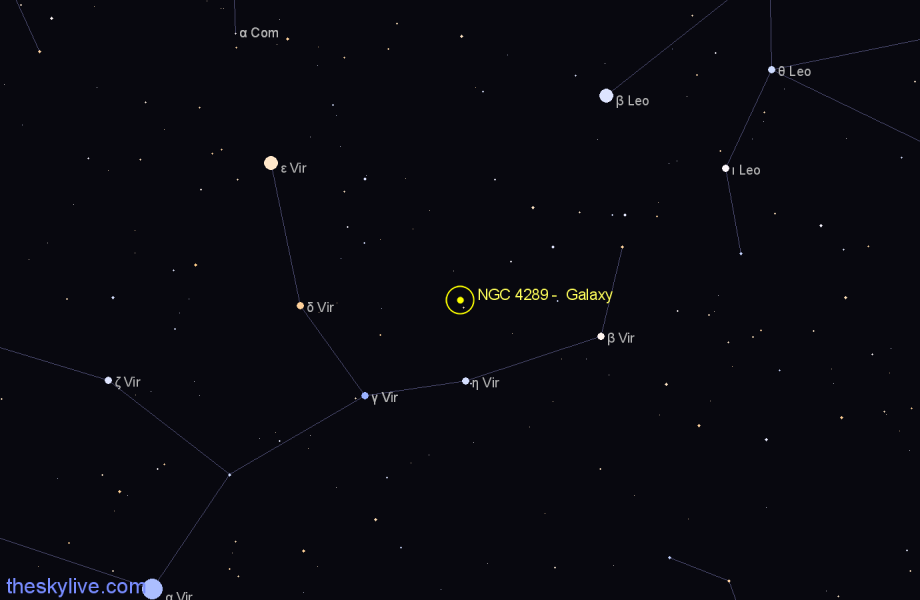 Finder chart NGC 4289 - Galaxy in Virgo star