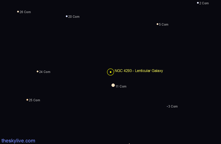 Finder chart NGC 4293 - Lenticular Galaxy in Coma Berenices star