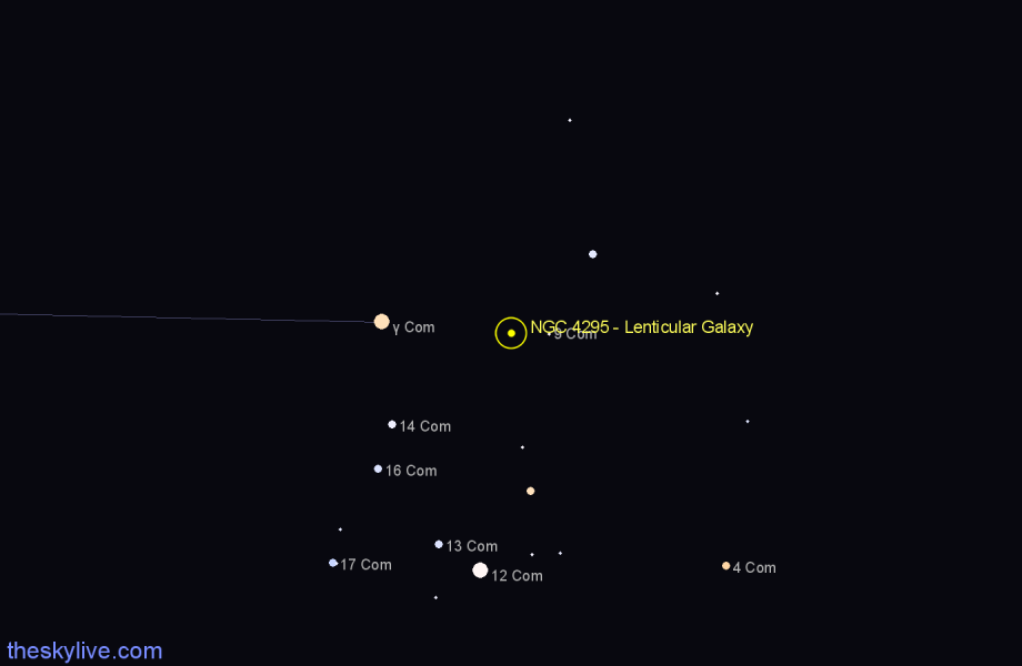 Finder chart NGC 4295 - Lenticular Galaxy in Coma Berenices star