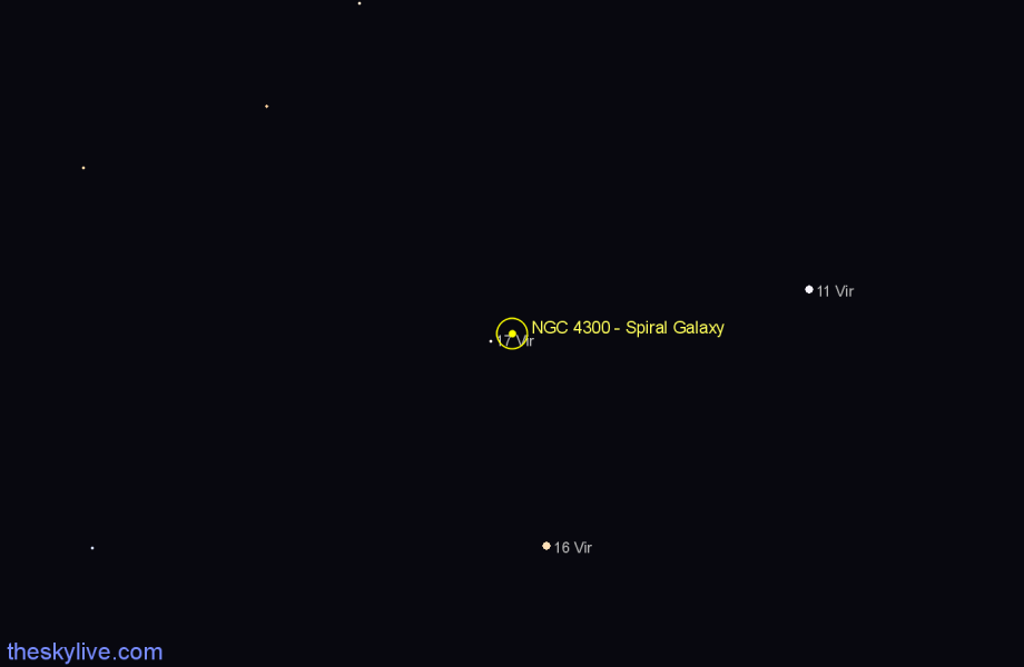 Finder chart NGC 4300 - Spiral Galaxy in Virgo star